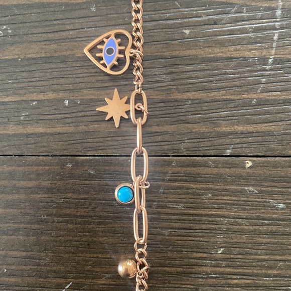 ROSÉGOLD STAINLESS STEEL EVIL EYE BRACELET - Picture 4 of 6